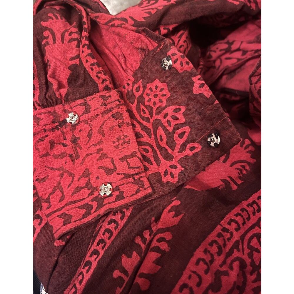Vintage Empire Waist Midi Long Sleeve Dress Women’s Sz XS / Small Red - Picture 7 of 8